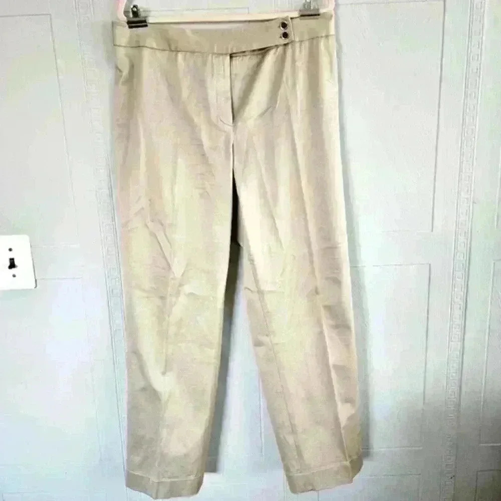 Silky Wide Leg Off-White Cotton Pant Size 14 EUC